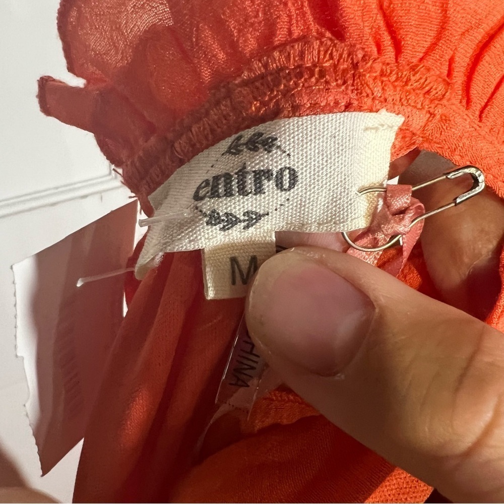 NWT Entro Orange Maxi Dress Size Medium Ruffle Summer Resortwear Vacation - Picture 7 of 7
